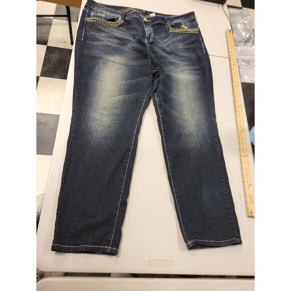 Baby Phat Jeans Sz 24 Plus Embellished Pockets Dark Wash Denim Pants Womenswear - Picture 1 of 9